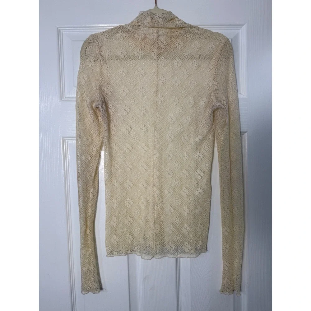 Free People Intimately Sweet Memories Lace Turtleneck Top Sizs S Cream Excellent